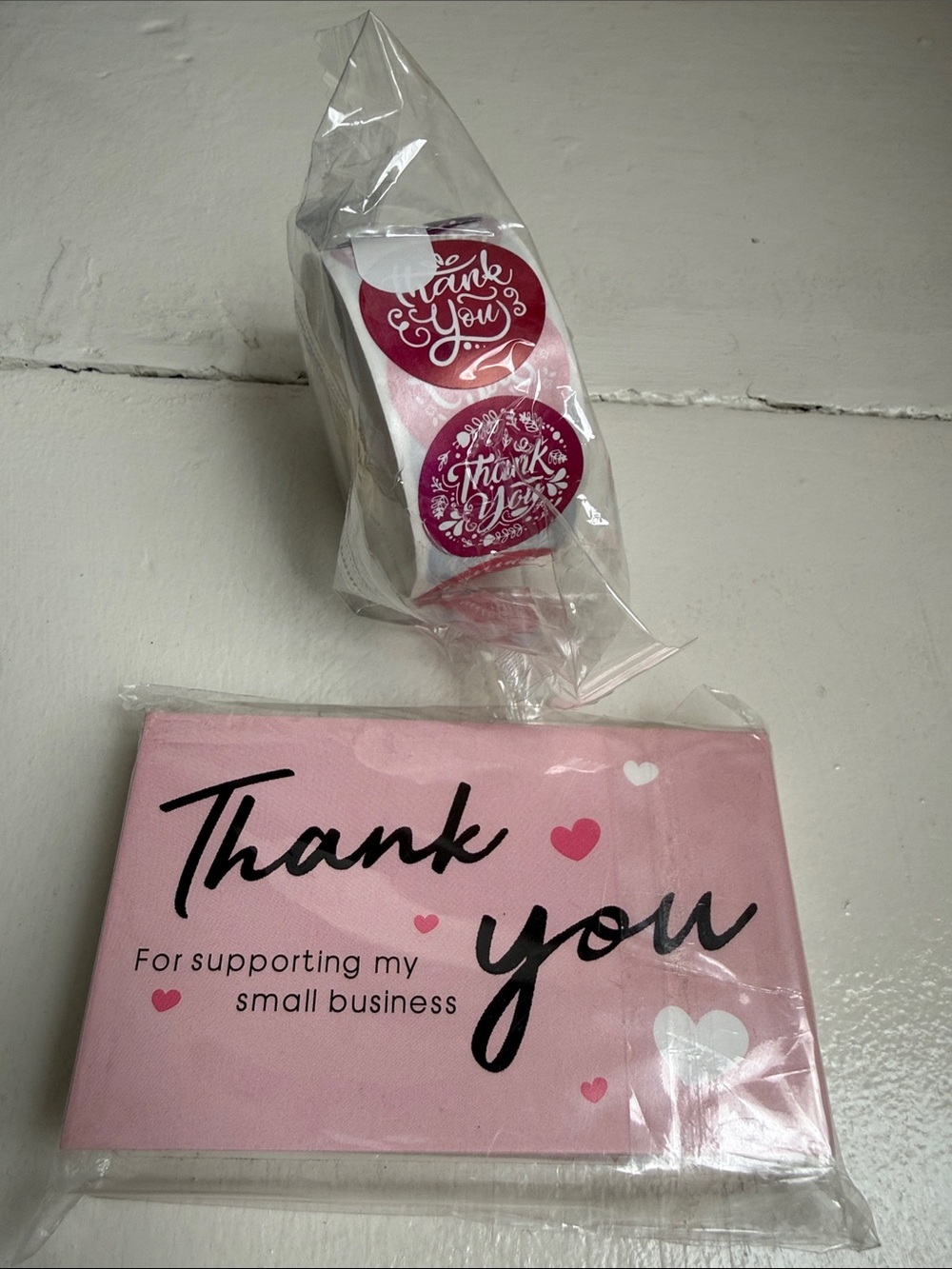 Thank You Pink Retail Packaging Kit - Small Business Gift Cards & Stickers